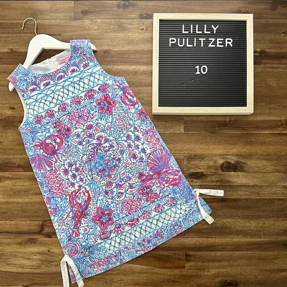 Lilly Pulitzer Other - Lilly Pulitzer Pinchers Picnic Shift Dress Sleeveless Blue Red Floral Beach 10